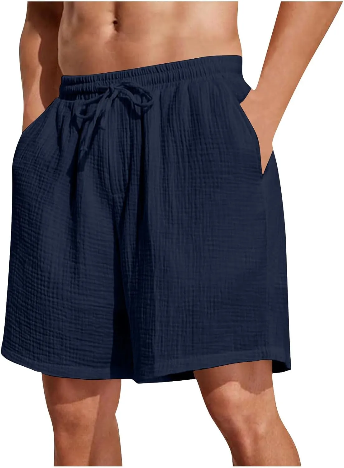 Beach Shorts for Men 5 Inch Textured Elastic Waist Drawstring Workout Running Jogging Active Wear with Pockets 2025