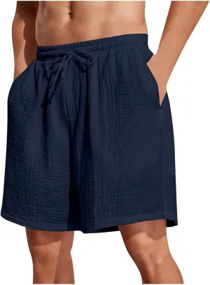 Beach Shorts for Men 5 Inch Textured Elastic Waist Drawstring Workout Running Jogging Active Wear with Pockets 2025