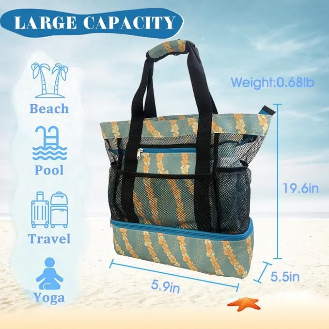 Beach Tote, Waterproof, Insulated Cooler, Breathable Mesh, Pool, Travel, Camping, Shopping, Family & Vacation