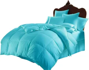 Bed in Bag 500 Series Egyptian Cotton 7 Piece 600 GSM Comforter Set ( Comforter   Flat Sheet   Fitted Sheet 18"   4 Pillow Cases ) Quilted Bedding Set Emperor King Aqua Blue