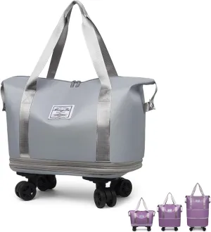 Beente Travel Bag with Wheels, 2025 New Large Capacity Beente Expandable Travel Bag, Universal Wheel Removable with Trolley Sleeve(Gray)
