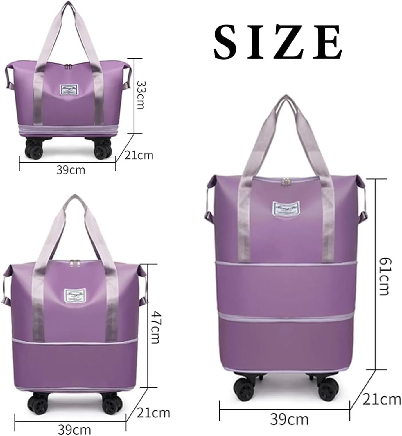 Beente Travel Bag with Wheels, 2025 New Large Capacity Beente Expandable Travel Bag, Universal Wheel Removable with Trolley Sleeve(Gray)