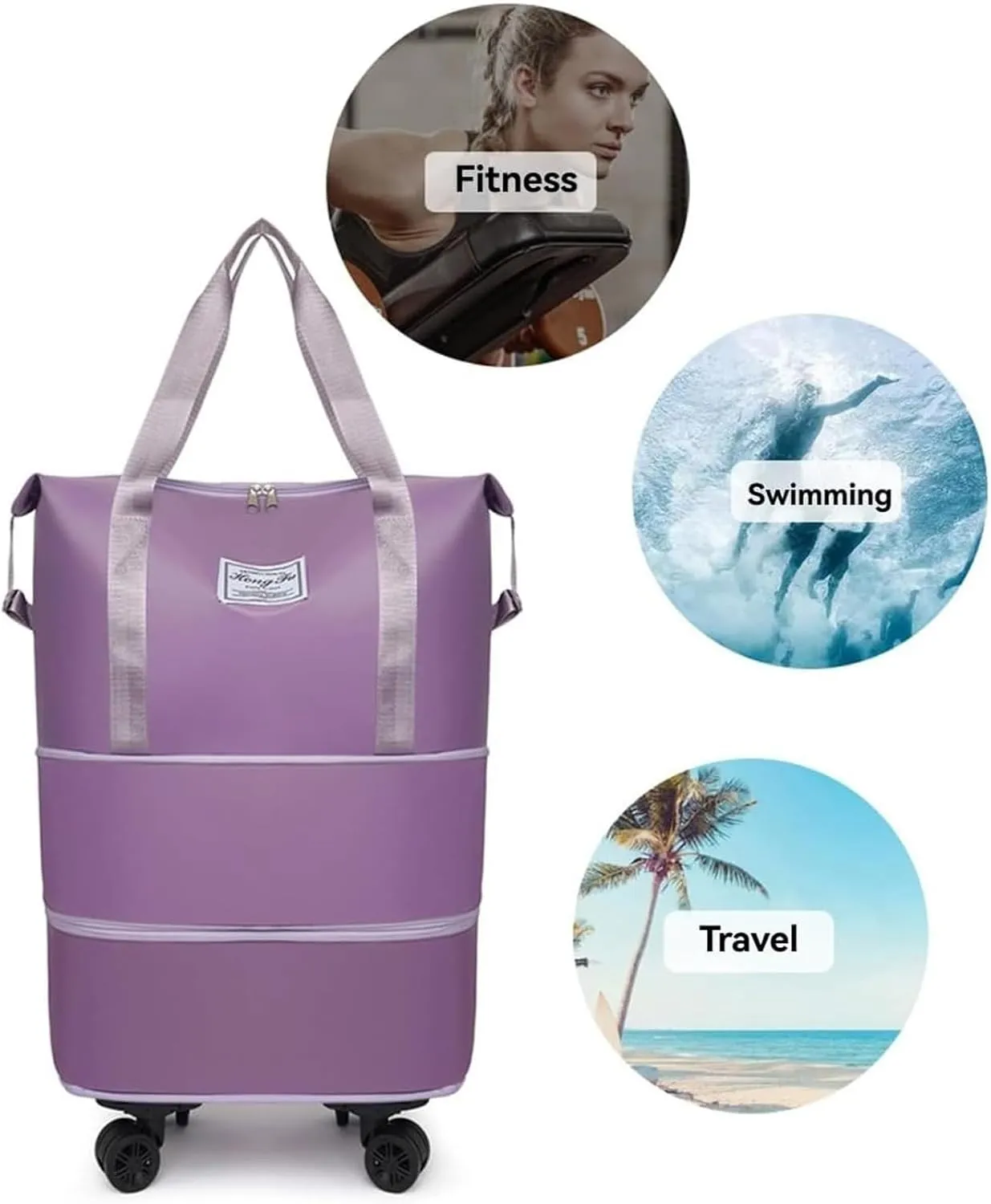 Beente Travel Bag with Wheels, 2025 New Large Capacity Beente Expandable Travel Bag, Universal Wheel Removable with Trolley Sleeve(Gray)
