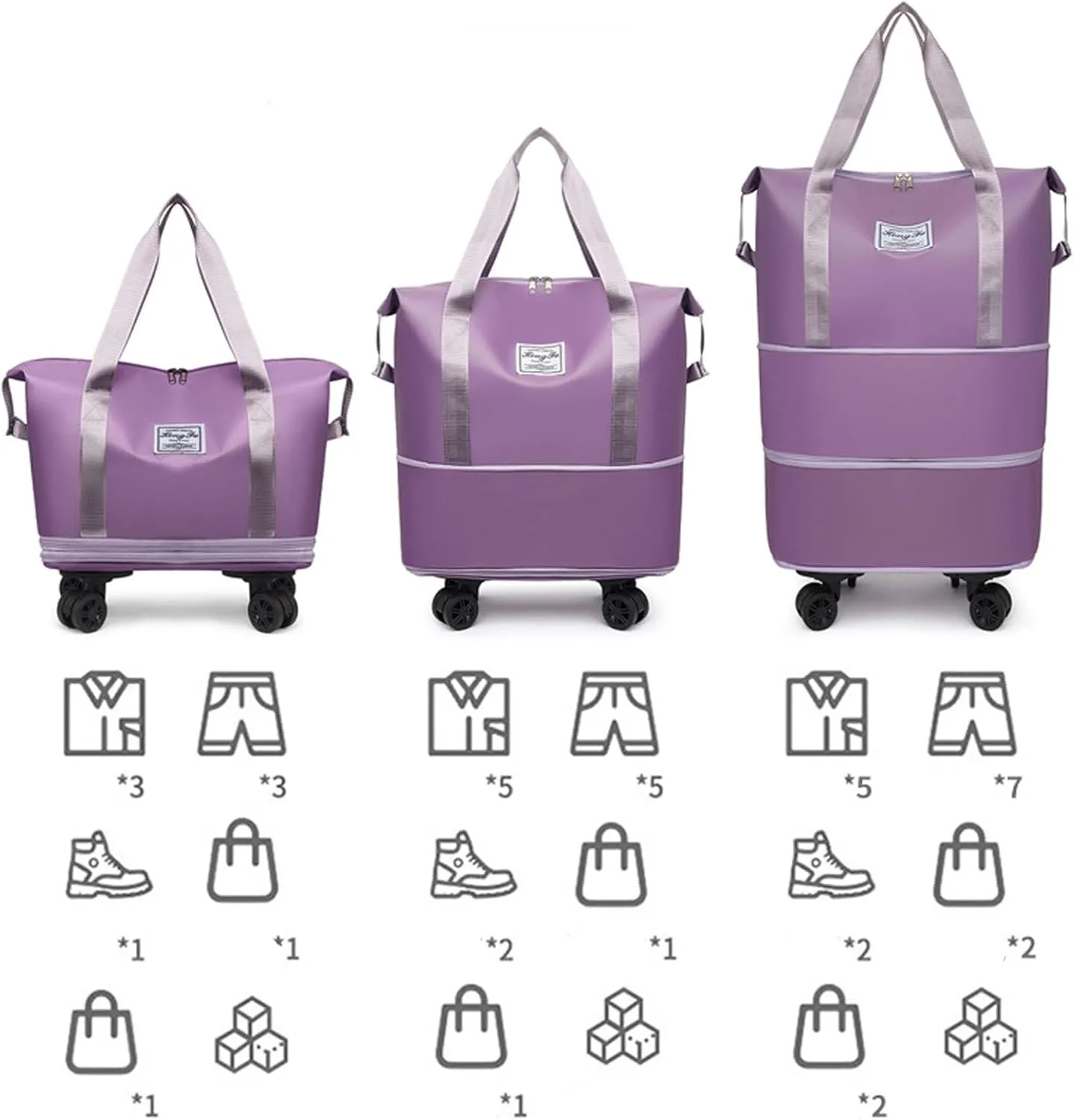 Beente Travel Bag with Wheels, 2025 New Large Capacity Beente Expandable Travel Bag, Universal Wheel Removable with Trolley Sleeve(Gray)