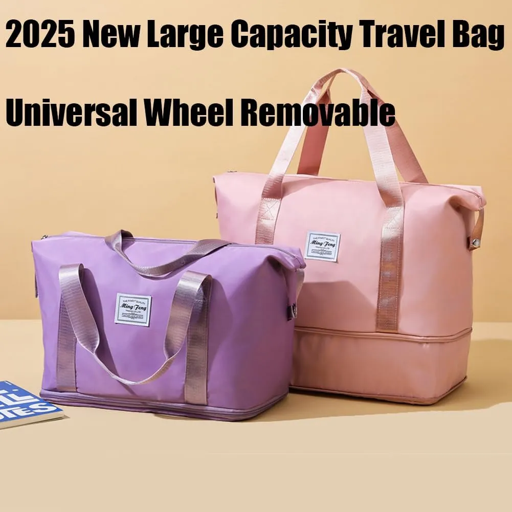 Beente Travel Bag with Wheels, Kulkin 2025 New Large Capacity Travel Bag - Universal Wheel Removable, Dry Wet Separated Tote Bag, Sport Gym Bag with Spinner Wheels on Flight Approved (Dark Blue)