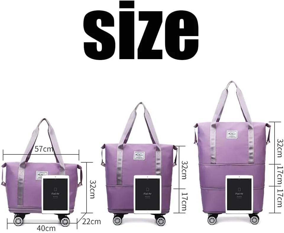 Beente Travel Bag with Wheels, Kulkin 2025 New Large Capacity Travel Bag - Universal Wheel Removable, Dry Wet Separated Tote Bag, Sport Gym Bag with Spinner Wheels on Flight Approved (Gray)