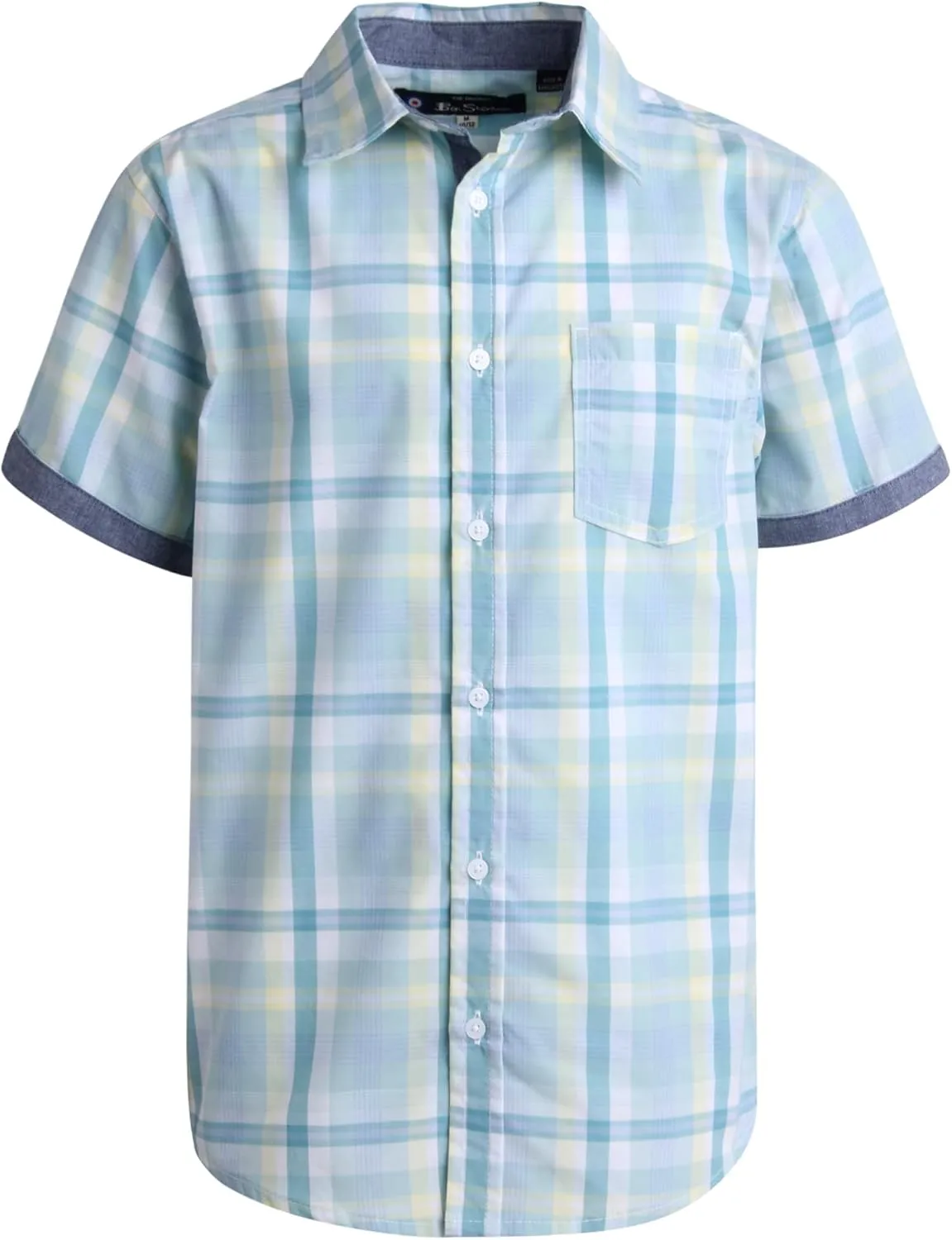Ben Sherman Boys' Shirt - Short Sleeve Woven Button Down Shirt - Kids' Casual Collared Shirt for Boys (8-18)