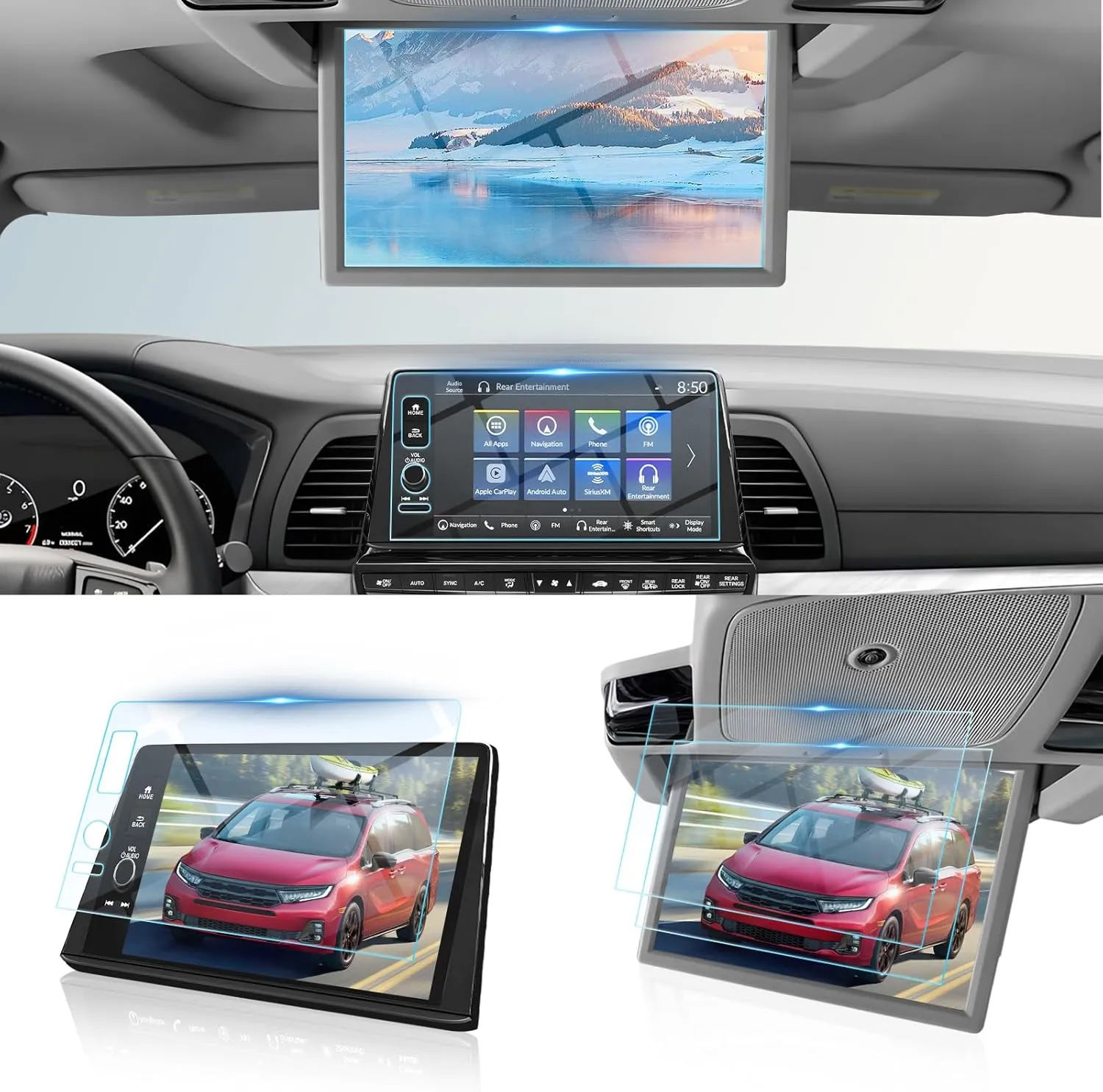 BIBIBO 3Pcs for 2025 Honda Odyssey Screen Protector 2025 Honda Odyssey (Touring/Elite) 9"Navigation Display& 12.8 Inch Rear Entertainment Screen [Anti Glare& Scratch Ultra-Clear] 2025 Honda Odyssey Accessories Odyssey 2025