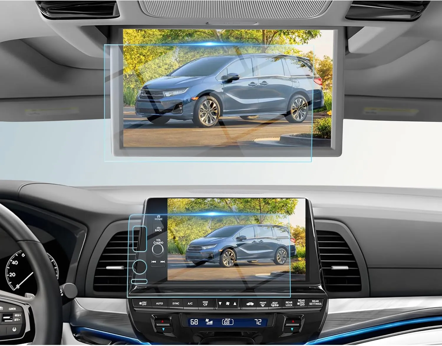 BIBIBO 3Pcs for 2025 Honda Odyssey Screen Protector 2025 Honda Odyssey (Touring/Elite) 9"Navigation Display& 12.8 Inch Rear Entertainment Screen [Anti Glare& Scratch Ultra-Clear] 2025 Honda Odyssey Accessories Odyssey 2025