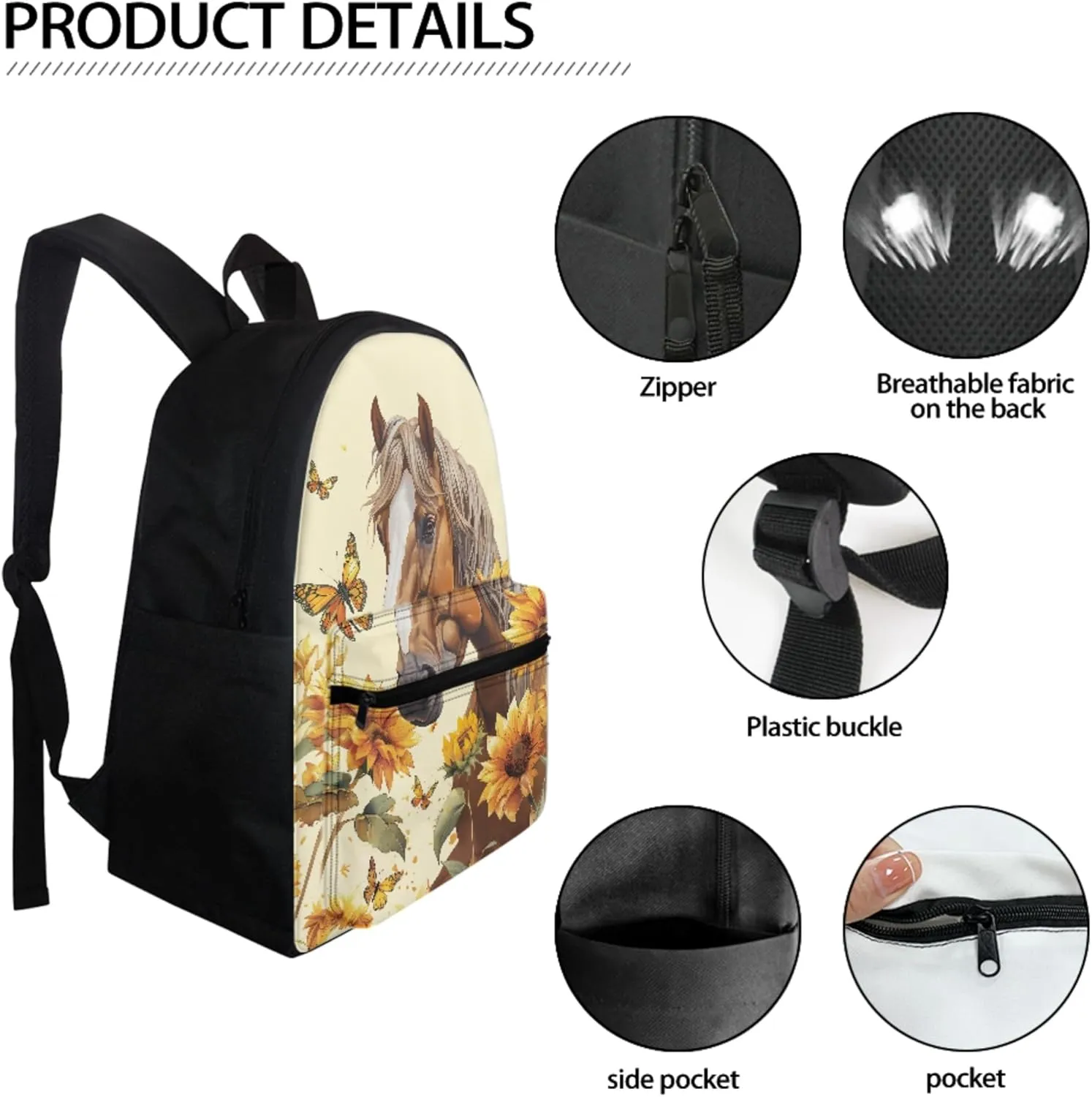 BIGCARJOB Kids School Backpack For Girls,Animal Cow Sunflower Bookbag for Kids Teens Middle School Animal Print Backpack for School Teens Kids Large Rucksack Schoolbags Set with Lunch Box Pen Bags