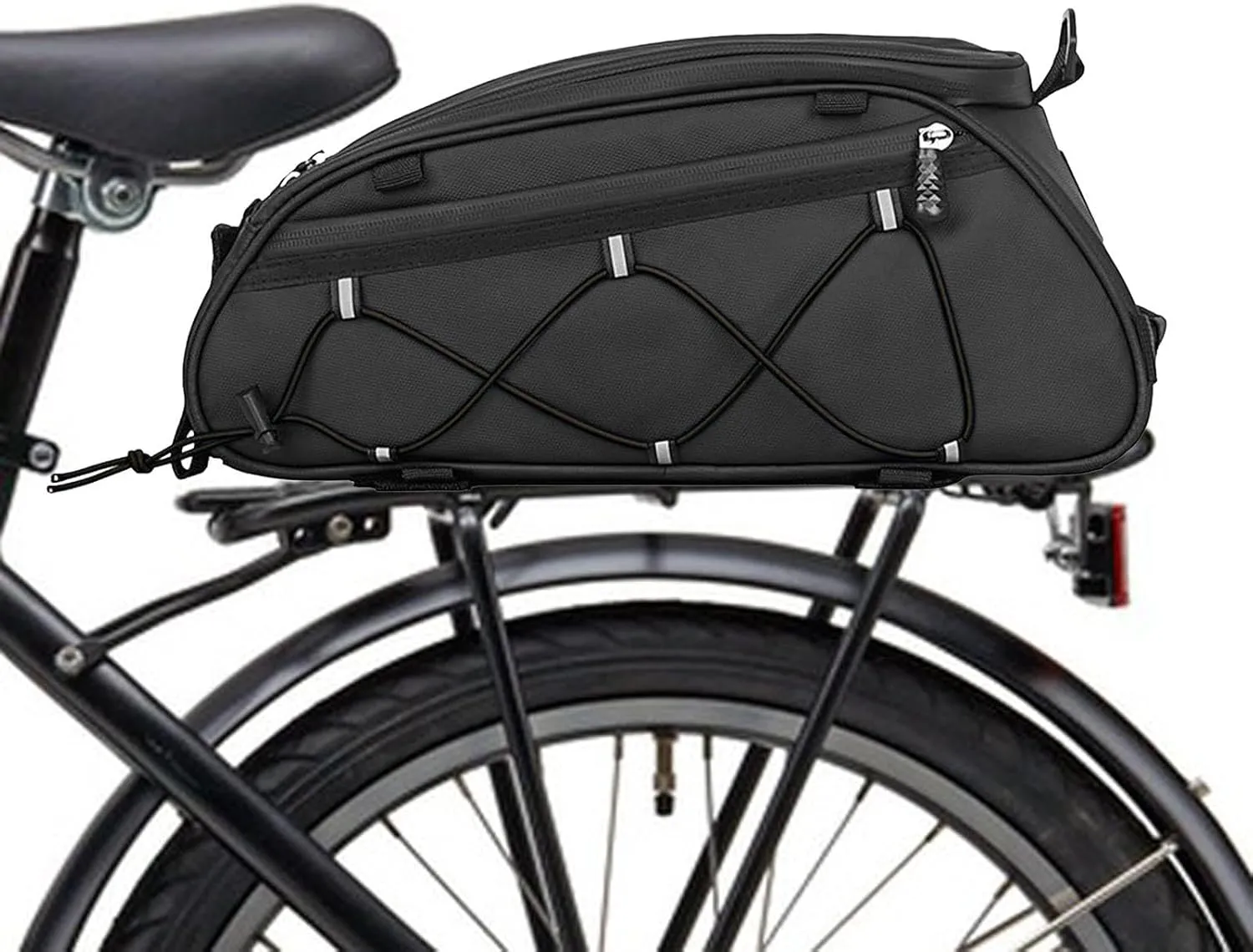 Bike Bag Rear Rack Saddle Bag Insulated Reflective Waterproof Rear Seat Bag for Bicycles Mountain Bike Cycling Travel Outdoor, Black