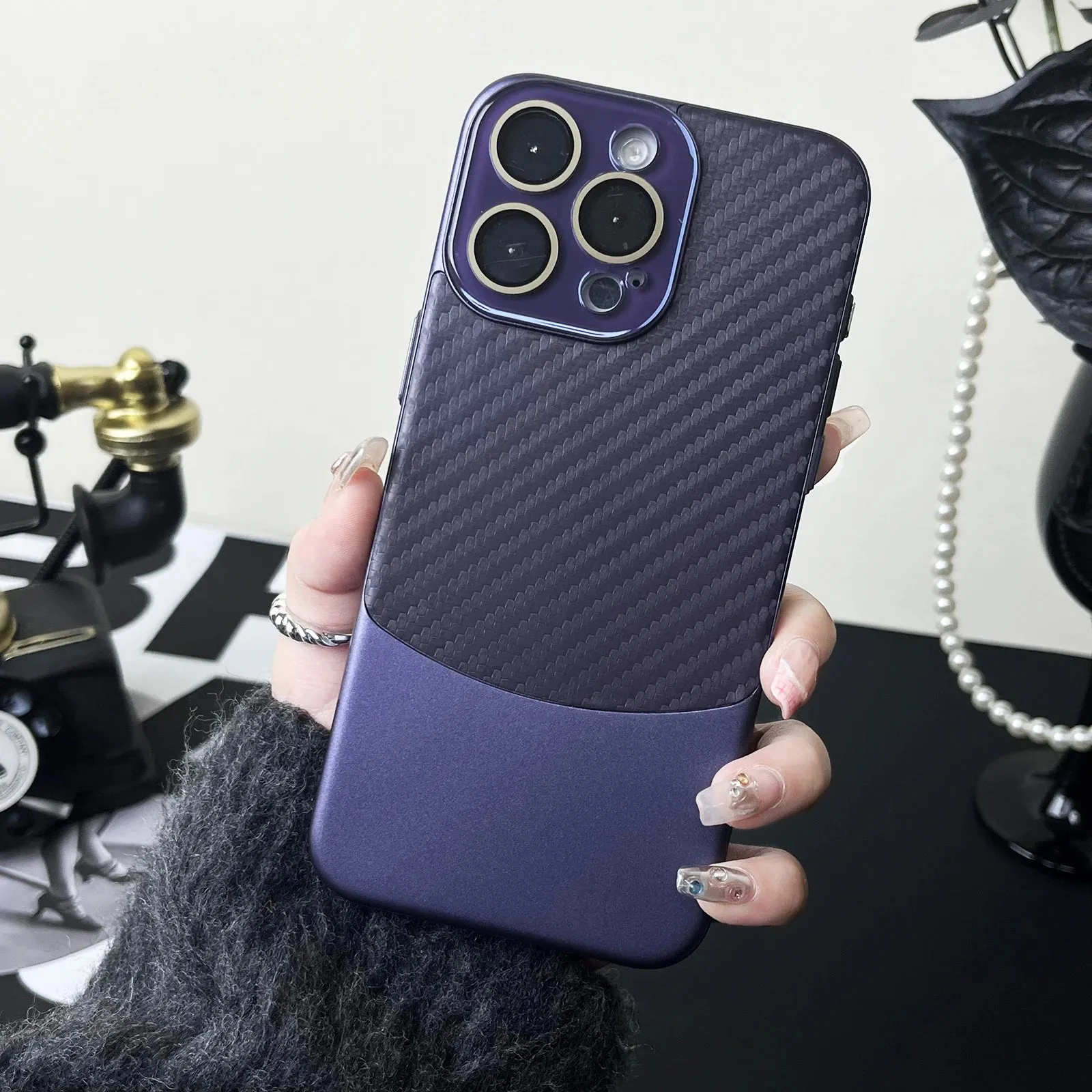 Binary Carbon Fiber Glass Lens iPhone Case