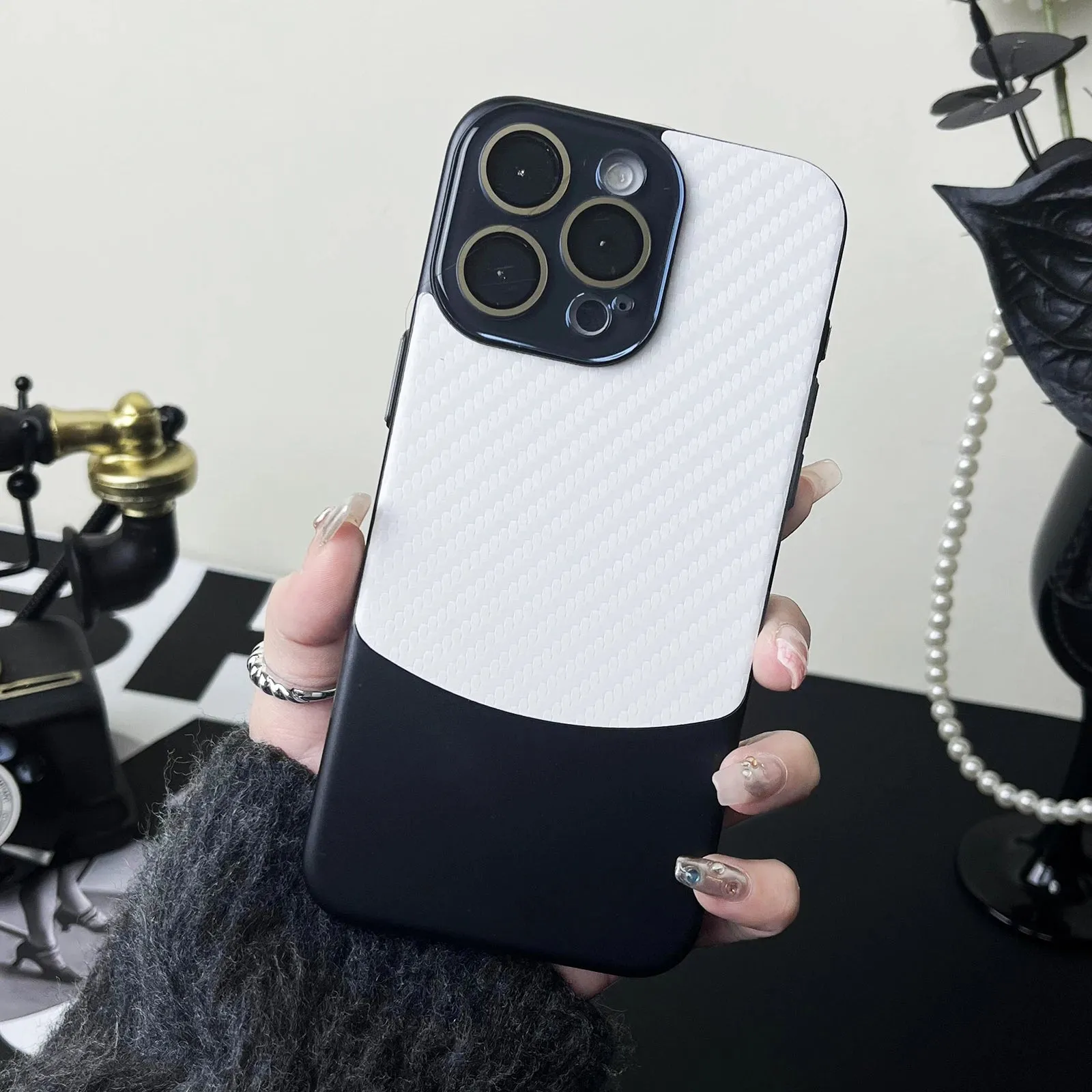 Binary Carbon Fiber Glass Lens iPhone Case
