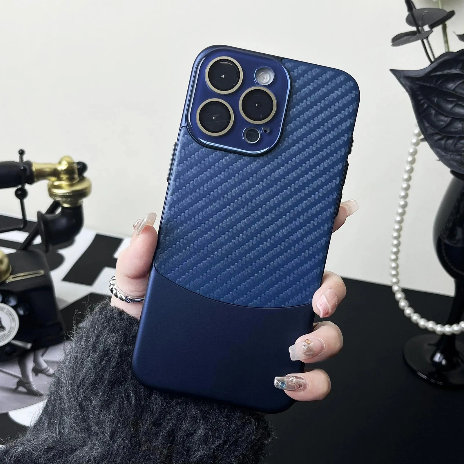 Binary Carbon Fiber Glass Lens iPhone Case