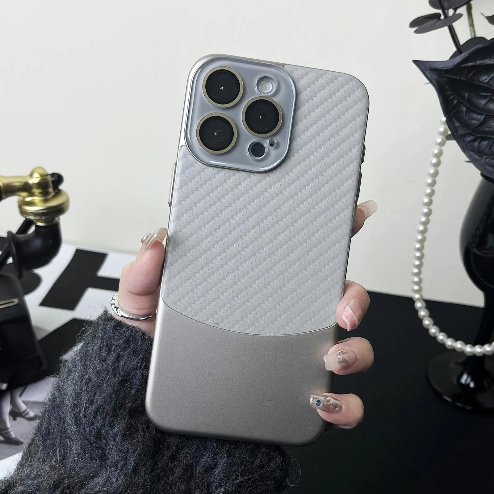 Binary Carbon Fiber Glass Lens iPhone Case