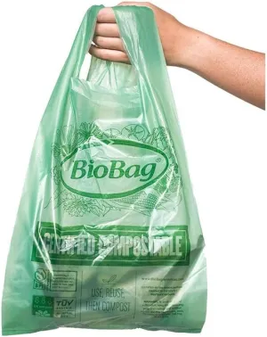 BioBag (USA) 100% Certified Compostable Shopping Bags, 10 lb Capacity, 600 Count, Small Shopper, Great for On The Go, Farmers Markets, Grocery Stores, Restaurants