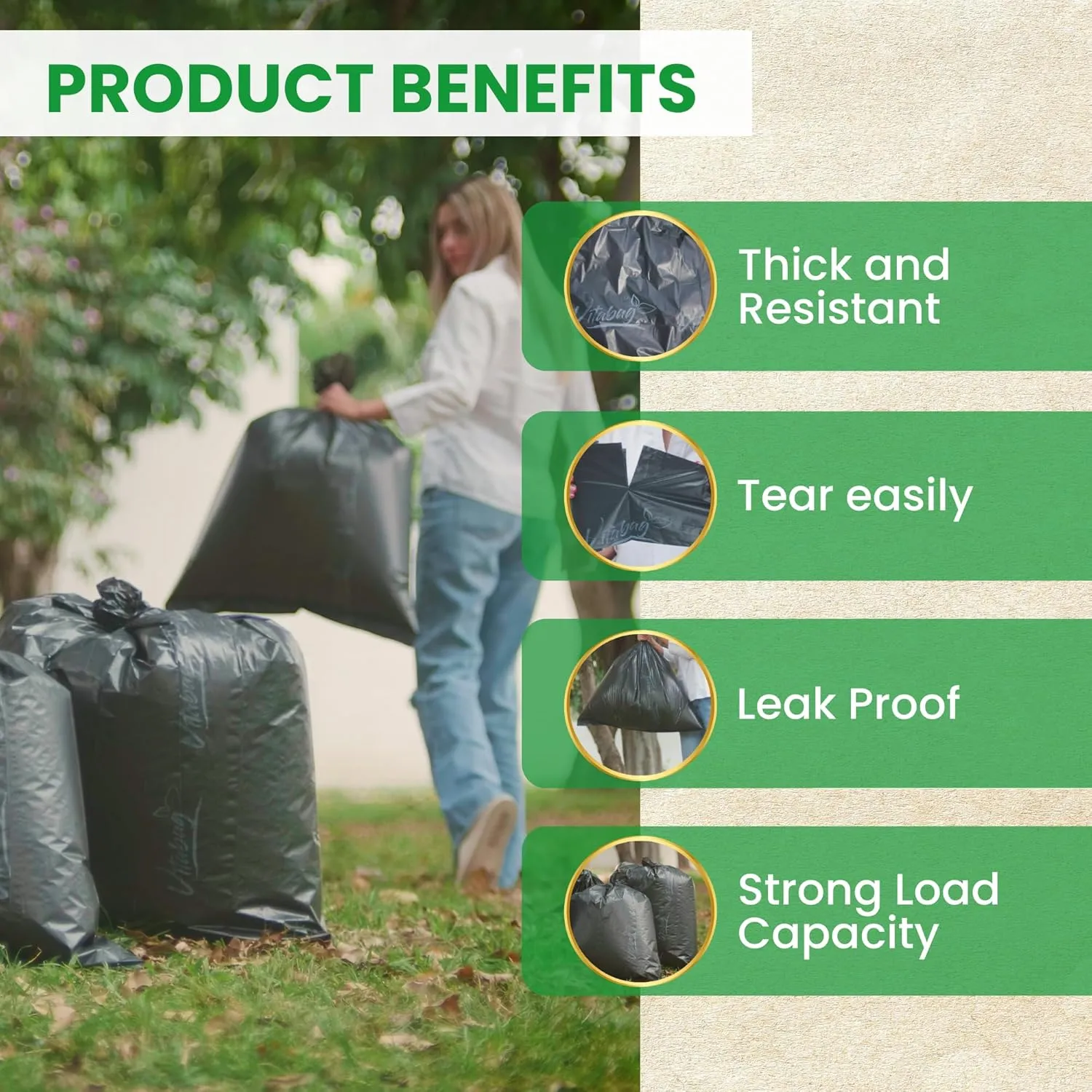 Biodegradable Home Line Trash Bag | Can Liner | 13 GALLONS Tall Kitchen Trash Bag | Eco Friendly | 100% Made from Recycled Product | Super Strong, No Spills | 90 Count.
