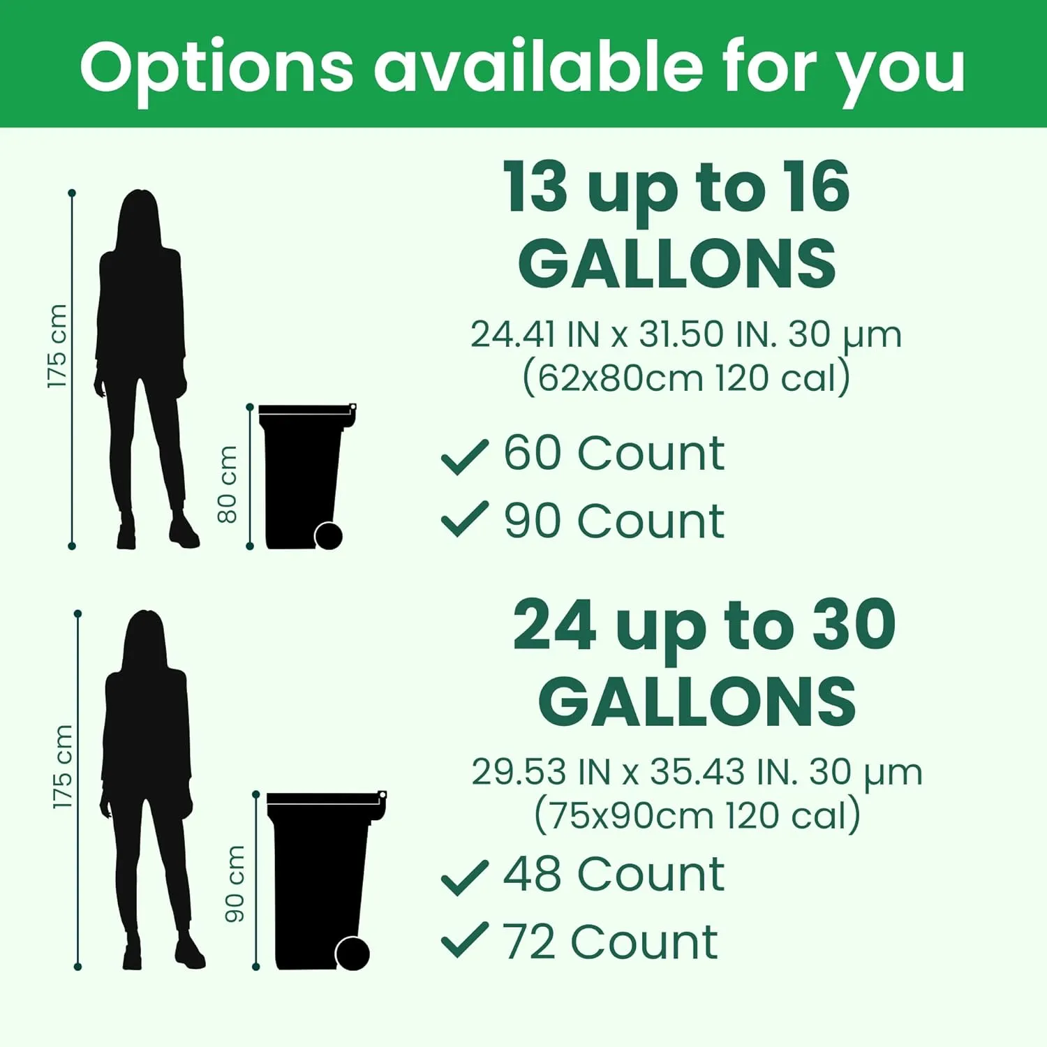 Biodegradable Home Line Trash Bag | Can Liner | 13 GALLONS Tall Kitchen Trash Bag | Eco Friendly | 100% Made from Recycled Product | Super Strong, No Spills | 90 Count.