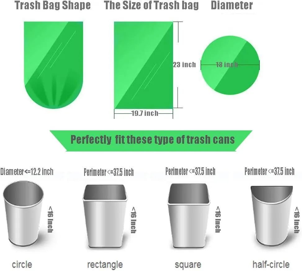 Biodegradable Trash Bags 4-6 Gallon, 100 Counts, Extra Thick Small Trash Bag Recycling Garbage Bags For Kitchen Bathroom Yard Office Wastebasket Car