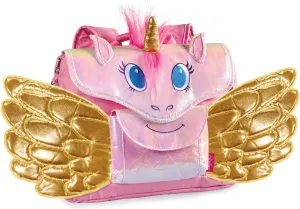 Bixbee Kids Backpack, Unicorn Back Pack for Girls & Boys Ages 3-5 with Golden Wings & Easy Carry Design | Small Water-Resistant Backpack for Toddlers, Preschool, Daycare & Travel