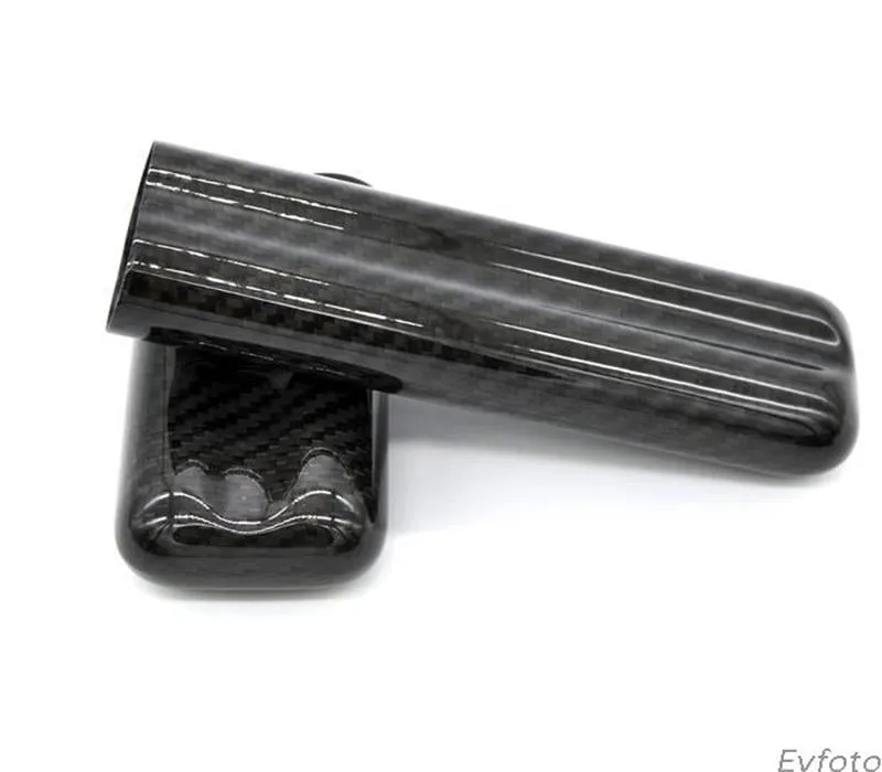 Black Carbon Fiber 2-Cigar Case – Lightweight Travel Humidor, Fits 57 Ring Gauge