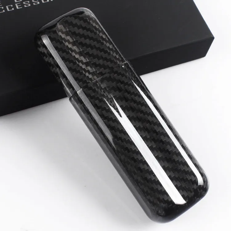 Black Carbon Fiber 2-Cigar Case – Lightweight Travel Humidor, Fits 57 Ring Gauge