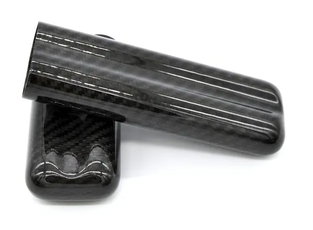 Black Carbon Fiber 2-Cigar Case – Lightweight Travel Humidor, Fits 57 Ring Gauge
