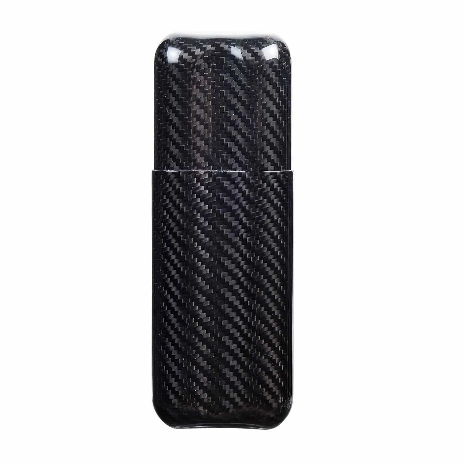 Black Carbon Fiber 2-Cigar Case – Lightweight Travel Humidor, Fits 57 Ring Gauge