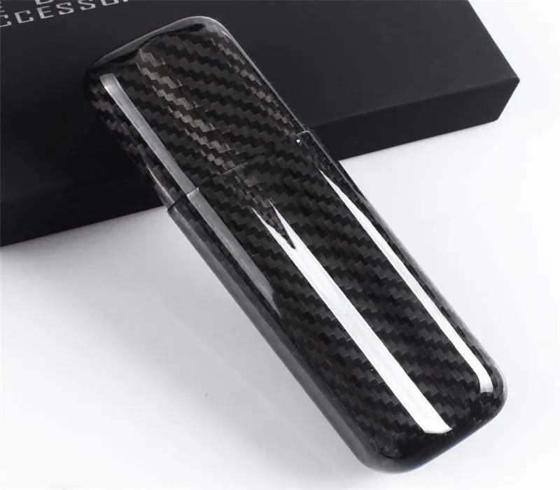 Black Carbon Fiber 2-Cigar Case – Lightweight Travel Humidor, Fits 57 Ring Gauge