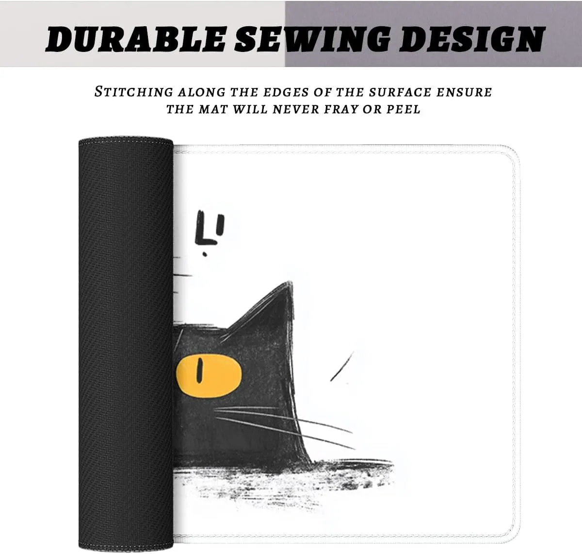 Black Cat Desk Pad Mouse Pad Cartoon Cat Warm Happy Fun Atmosphere Large Gaming Mouse Mat with Stitched Edges,Non-Slip Waterproof Rubber Base Mous Mat Office Computer Keyboard Laptop Home