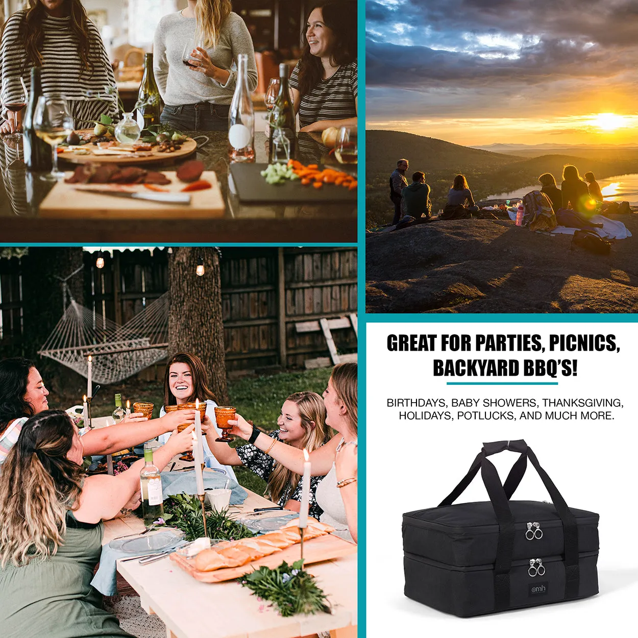 Black Double Decker Insulated Casserole Carrying Case