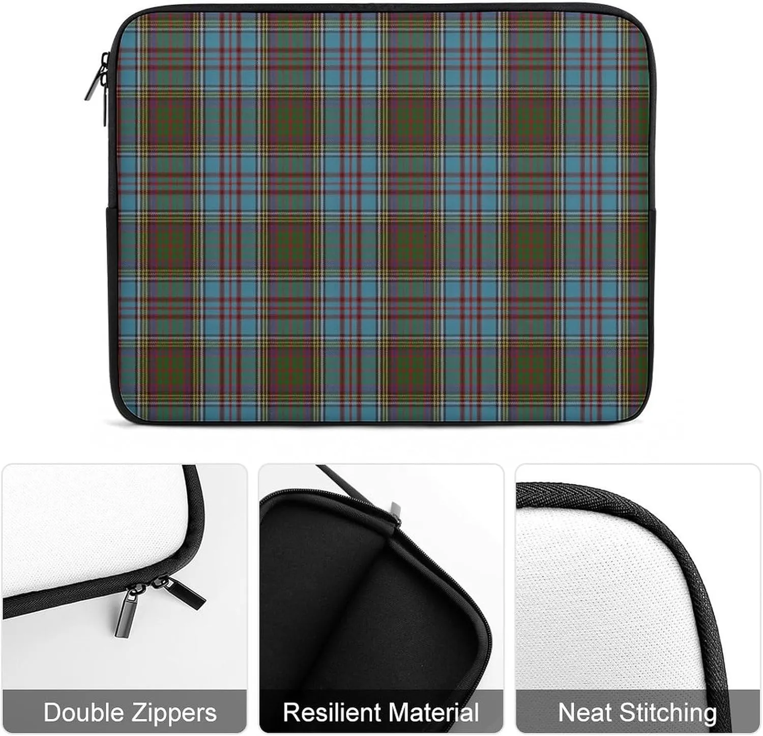 Black Watch Tartan Pattern All Print Hands Free Withdrawal Laptop Bag Unisex