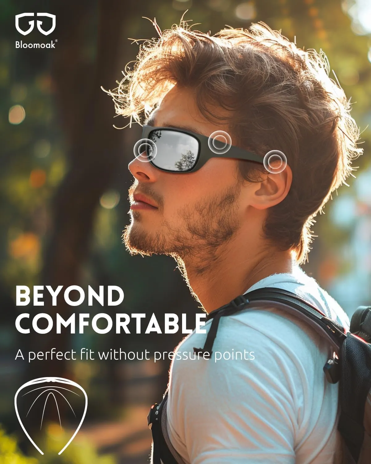 Bloomoak Super Dark Lens Black Polarized Sunglasses | Wrap Around Sport Sunglasses Unisex | UV400 | CAT 4 | For Photophobia
