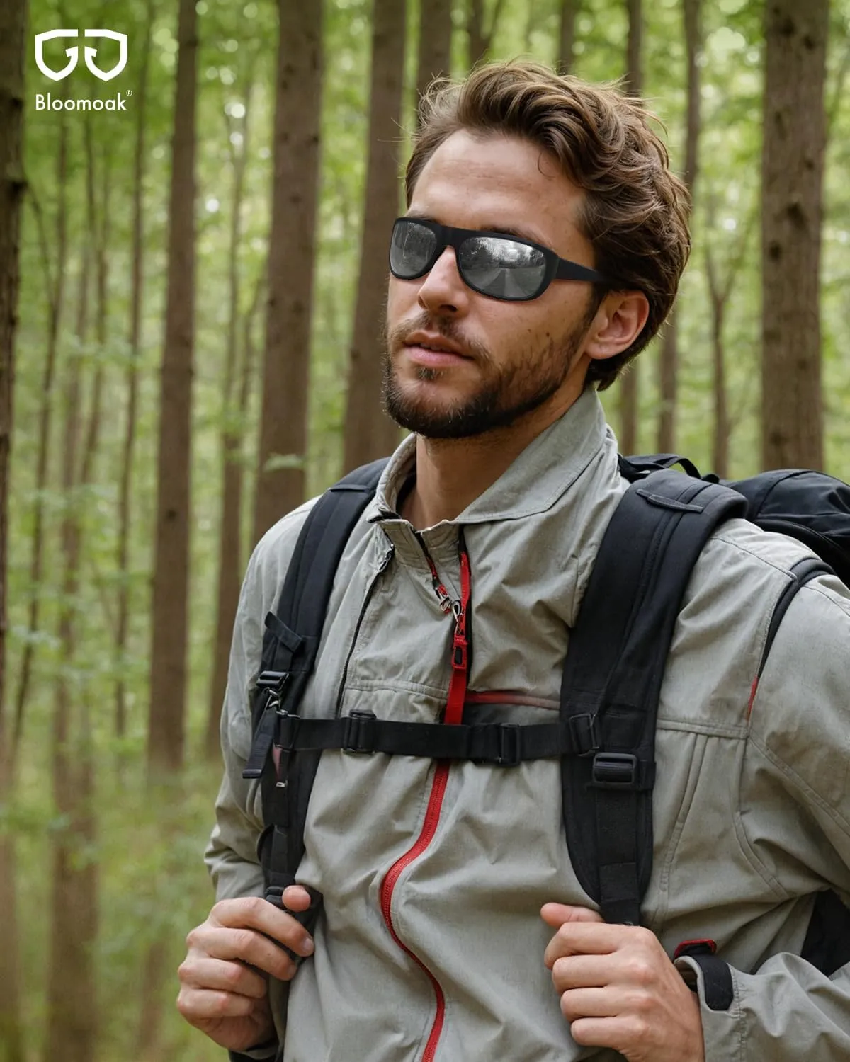 Bloomoak Super Dark Lens Black Polarized Sunglasses | Wrap Around Sport Sunglasses Unisex | UV400 | CAT 4 | For Photophobia