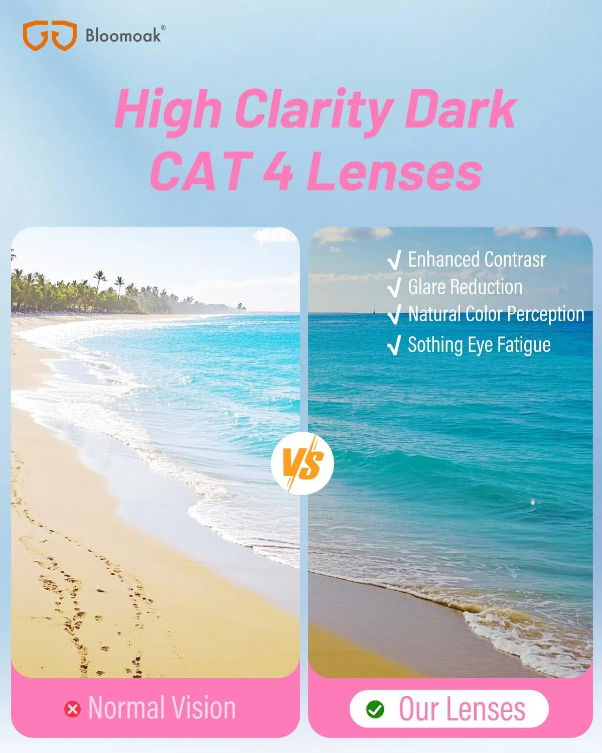 Bloomoak Super Dark Lens Black Polarized Sunglasses | Wrap Around Sport Sunglasses Unisex | UV400 | CAT 4 | For Photophobia