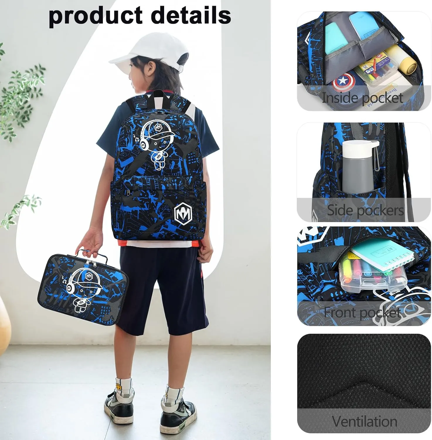 Bluboon Preschool Backpack Kids Kindergarten Backpack With Lunch Box School Book Bags for Elementary Primary Schooler