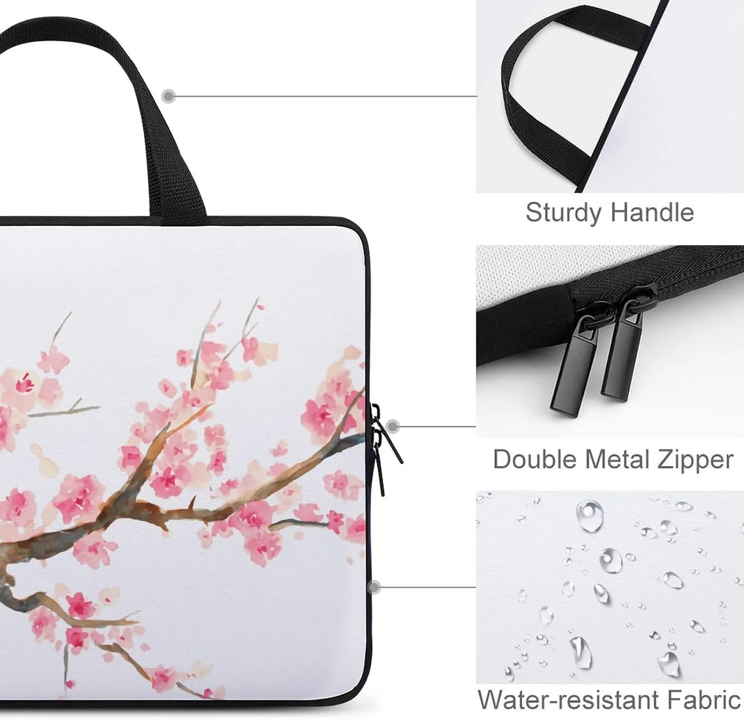 Blue And White Floral Toile Laptop Bag Waterproof Dustproof Crack Proof Large Capacity