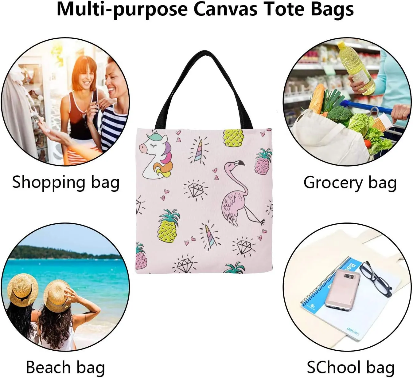 Blue Racing Car Personalized Canvas Tote Bags for Women Kids, Reusable Bags for Shopping,Travel,School Handbag Gift