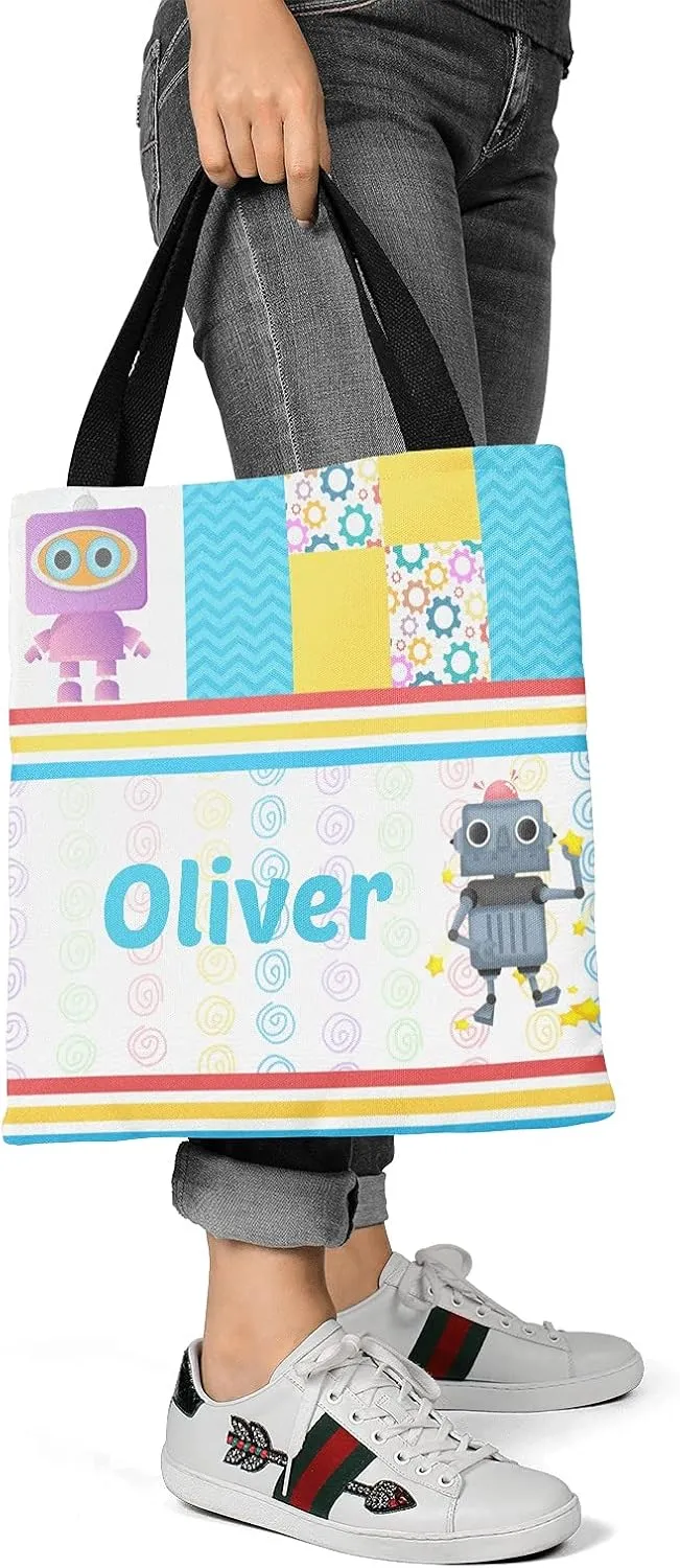 Blue Racing Car Personalized Canvas Tote Bags for Women Kids, Reusable Bags for Shopping,Travel,School Handbag Gift