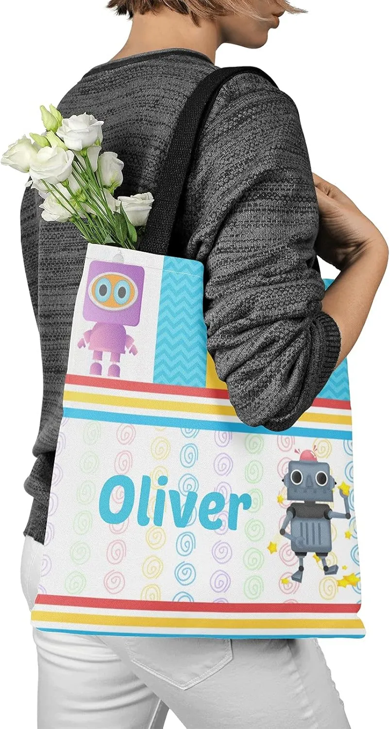 Blue Racing Car Personalized Canvas Tote Bags for Women Kids, Reusable Bags for Shopping,Travel,School Handbag Gift