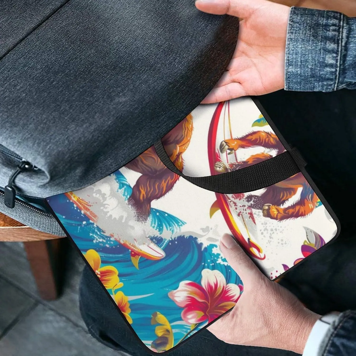 Blue Yellow Floral Rose Pattern Messenger Bag Case Sleeve for Laptop Briefcase