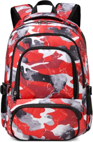 BLUEFAIRY Kids Backpack for Boys and Girls Elementary Primary Middle School Bags Back to School Bookbags Mochila Escolares para Niñas 17 Inch Aged 8-10 Camo Red