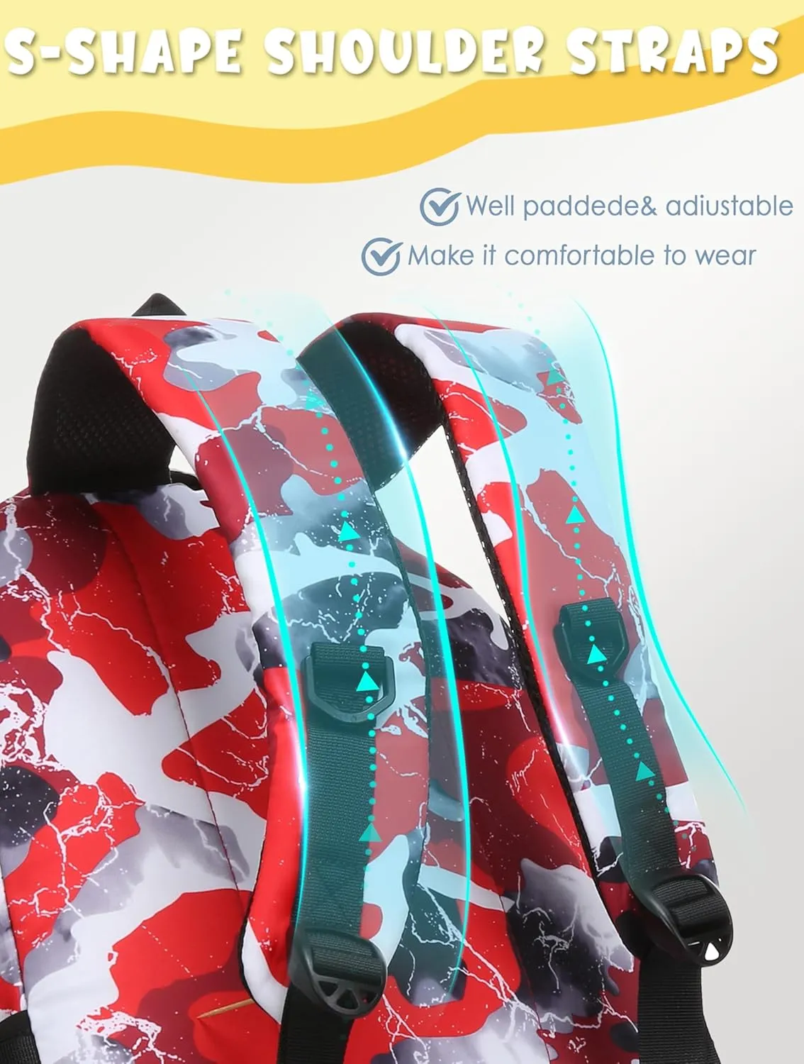 BLUEFAIRY Kids Backpack for Boys and Girls Elementary Primary Middle School Bags Back to School Bookbags Mochila Escolares para Niñas 17 Inch Aged 8-10 Camo Red