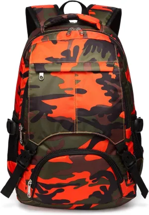 BLUEFAIRY Kids Backpack for Boys Elementary Primary Middle School Book Bags Bookbags Back to School Bags Large Compartment Mochila Escolar para Niños Camouflage Orange