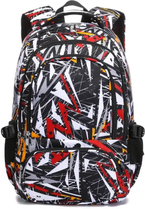BLUEFAIRY Kids Backpack for Boys Elementary Primary Middle School Book Bags Bookbags Back to School Bags Large Compartment Mochila Escolar para Niños de 8-10 Triangle Black 17”