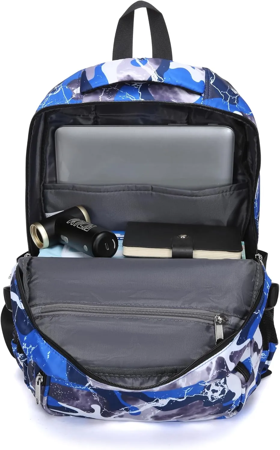 BLUEFAIRY Kids Backpack for Boys Elementary School Bags Primary Middle School Bookbags for Childs Water Resistant Back to School Gifts Son Mochila Escolares para Niños Aged 8-10 17 Inch Camo Blue
