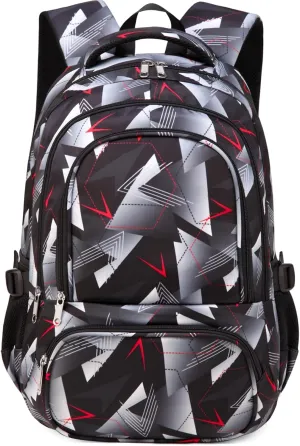 BLUEFAIRY Kids Backpack for Boys School Bookbags for Elementary Primary Middle School Bags Book Bags for Teens Adolescentes Childs Back to School Gifts Mochilas para Niños Aged 8-10 Geometric Grey