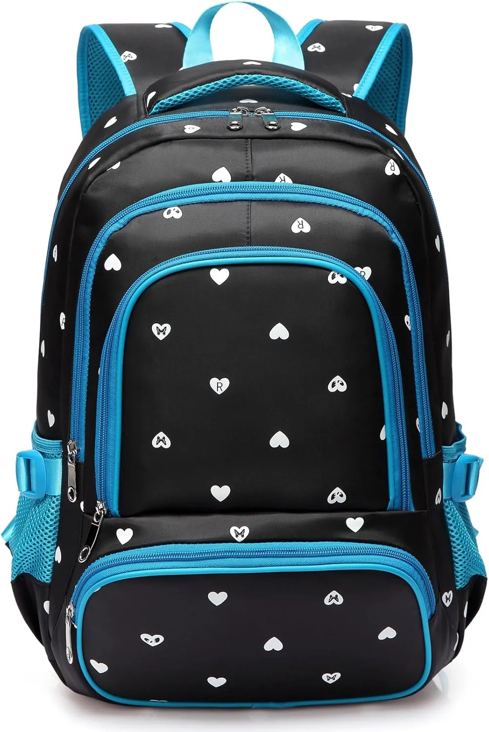 BLUEFAIRY Kids Backpack for Girls Primary Elementary School Bag Bookbag for Childs Book Bag Mochilas Escolares para Niñas de 4-6 Years Back to School Cute Gifts 17" Heart Print/Black