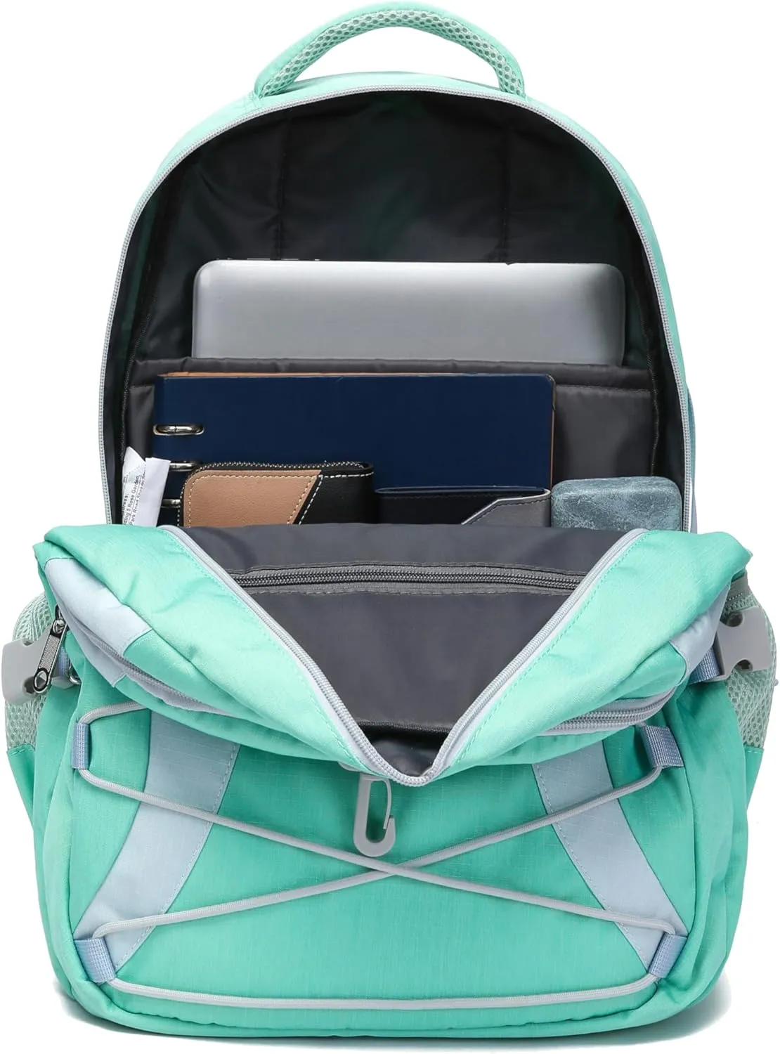 BLUEFAIRY Middle High School Backpack for Boys Girls Large Bookbag with Laptop Compartment Back to School Book Bags for Teens Teenagers Mochilas Escolares para Niños Niñas (Mint Green/Gray, Solid)