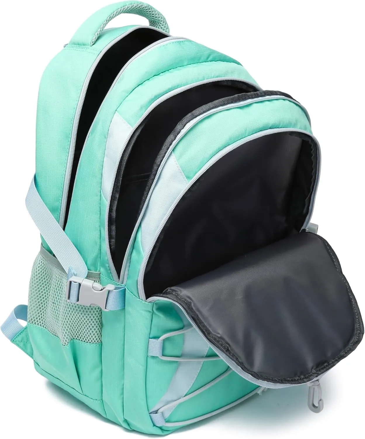 BLUEFAIRY Middle High School Backpack for Boys Girls Large Bookbag with Laptop Compartment Back to School Book Bags for Teens Teenagers Mochilas Escolares para Niños Niñas (Mint Green/Gray, Solid)